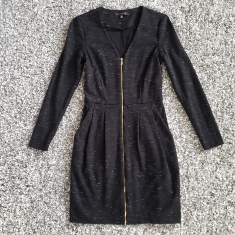 💖💖 Dynamite Longsleeve Zipper Dress Black With Grey Specks M/L
